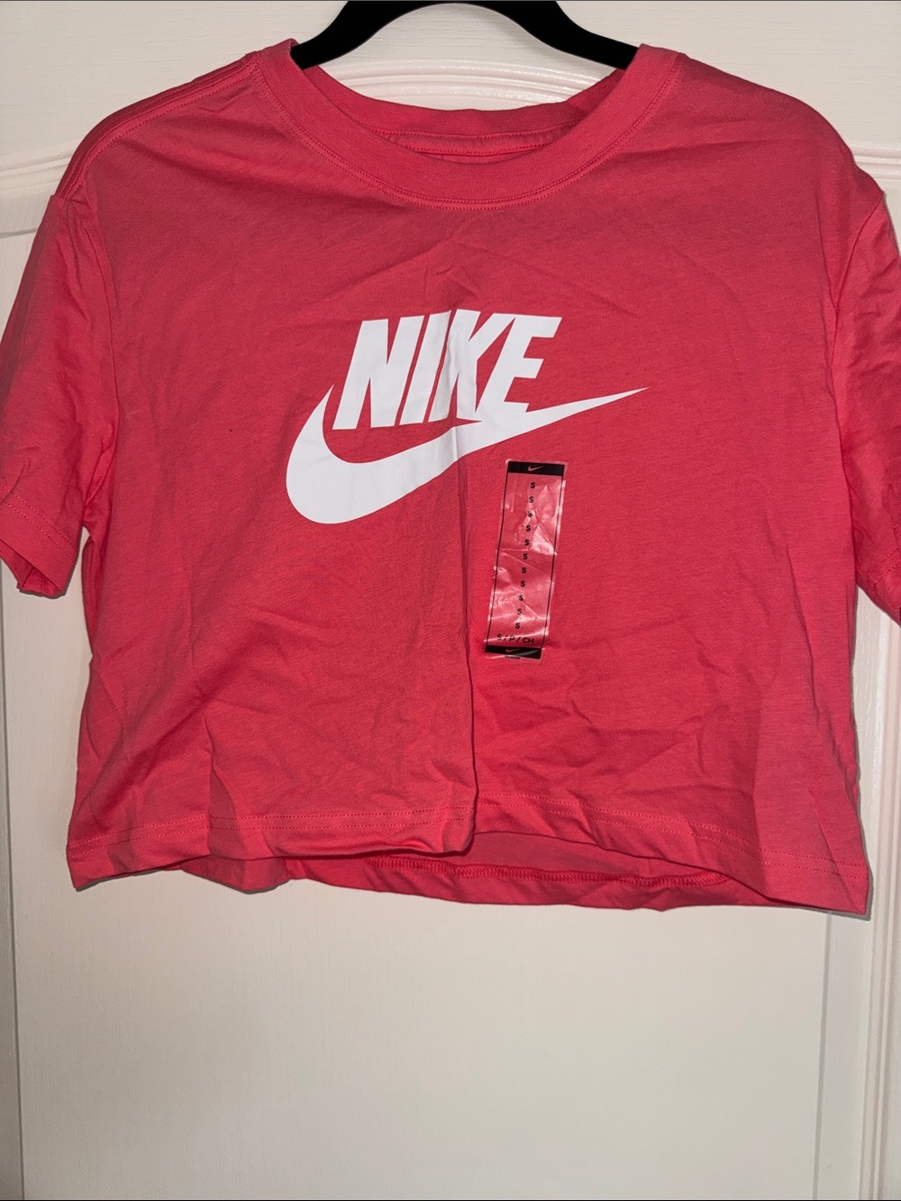 Nike Girls' Coral Pink Logo Crop Tee